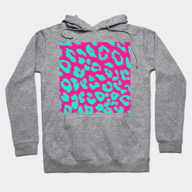 Leopard Print Pink Mint Hoodie by BlakCircleGirl